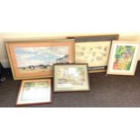 Selection of various framed paintings and prints, various sizes, various scenes