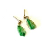 9ct Jade earrings, approximate weight 1.1g