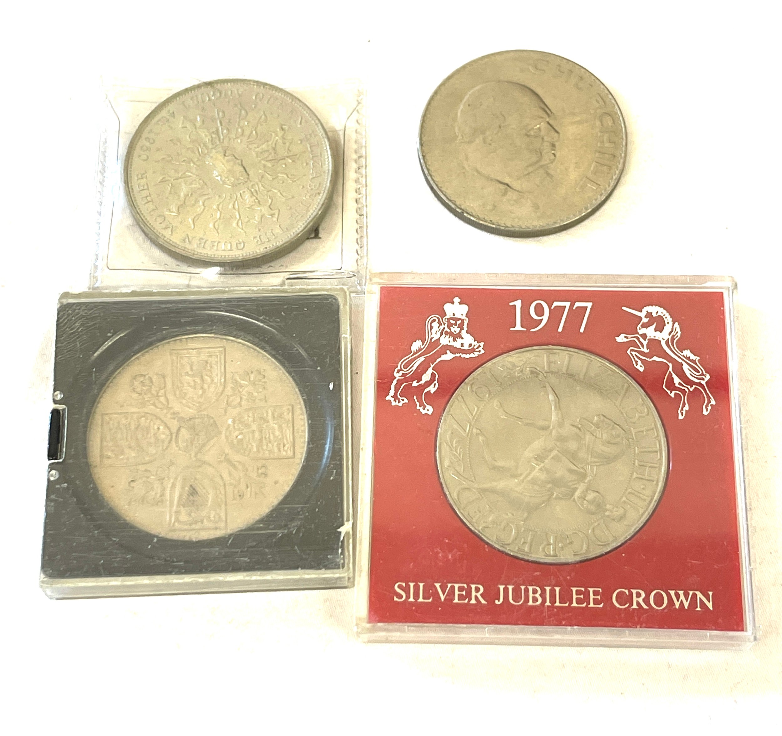 Selection of Crown coins dated 1953, 1965, 1977,1980