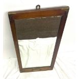 Brass cornered mahogany mirror, approximate measurements: Height 30 inches, Width 15 inches