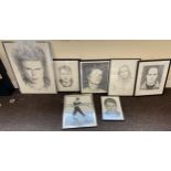 Selection of 7 pencil sketches, largest measures 34" tall by 24.5" wide