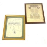 Framed antique dress and mantle making receipt, Antique advertising sign, both measure approximately