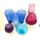 Selection of coloured glass vases
