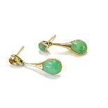 Pair of 14ct gold Jade earrings, approximate weight 2.5g