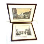 2, Vintage framed prints of Leicester depicting Highcross street, Old West Bridge, largest frame