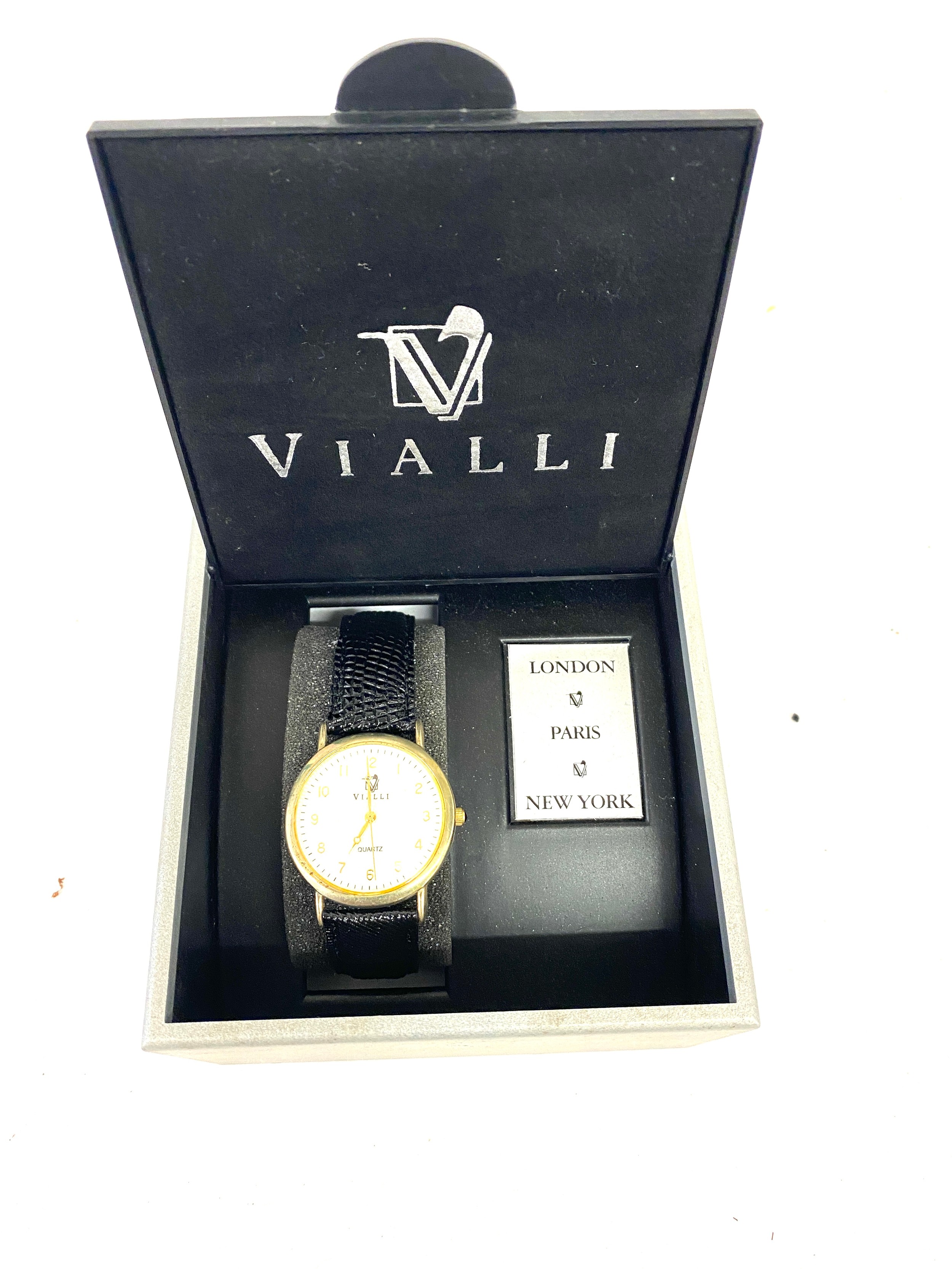 Gents Leather strap Vialli wristwatch in box - untested