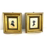 Pair of vintage framed silhouettes measures approx 7" tall 6.5" wide