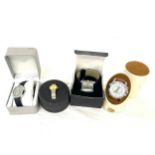 Selection of 4 boxed Yess, Figaro and Rave battery operated ladies and mens watches, all in