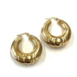 Pair chunky hoop 9ct ladies earrings, approximate weight 6.9g