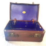 Vintage leather travel case, maker Marspen with keys, handle missing