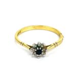 18ct gold, diamond and sapphire ladies ring, approximate weight 2.9g