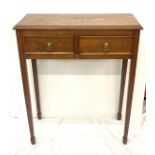 Mahogany 2 drawer hall table, approximate height 31 inches, Width 26 inches, Depth 13 inches