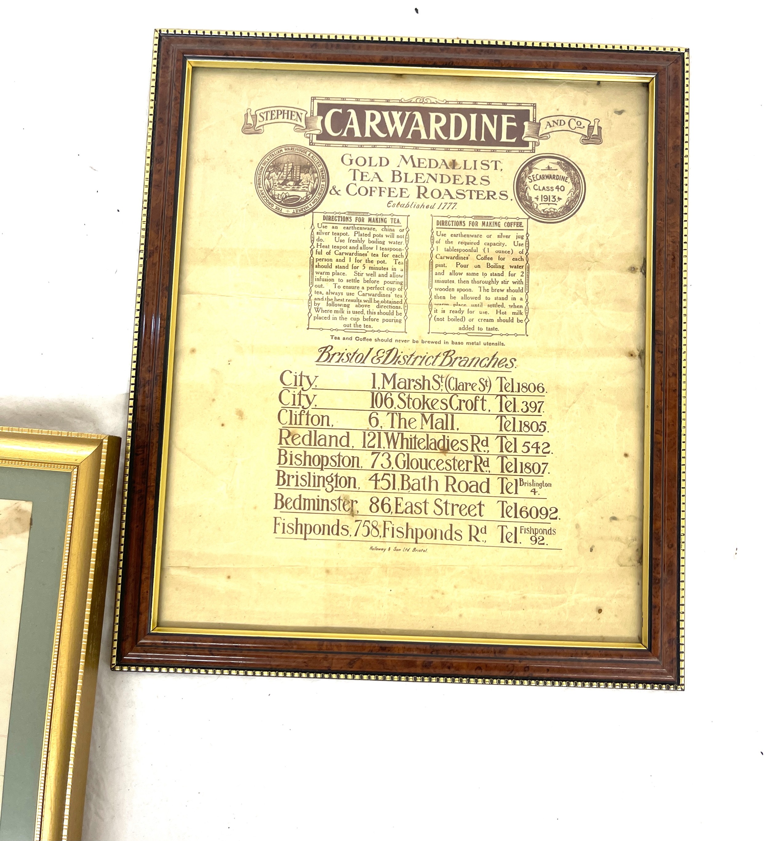 Framed antique dress and mantle making receipt, Antique advertising sign, both measure approximately - Image 3 of 3