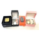 Selection of 4 boxed Henley, Relex and BNL battery operated ladies and mens watches, all in