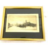 Vintage signed engraving framed measures approx 11" tall by 13" wide