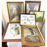 Selection of various framed prints and paintings, various sizes