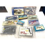 Selection of boxed aircraft models includes tucano, curtiss seagull, liberator b-24j. Grumman A-