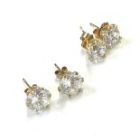 2 pairs of 9ct gold stone set earrings