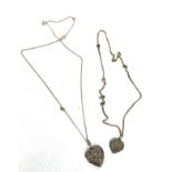 Vintage silver marcasite heart pendants