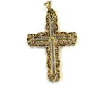 Large 9ct gold ornate cross, approximate weight 9.7g