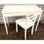 White desk and chair set, desk does have a single drawer, Desk measurements: Height 30 inches,