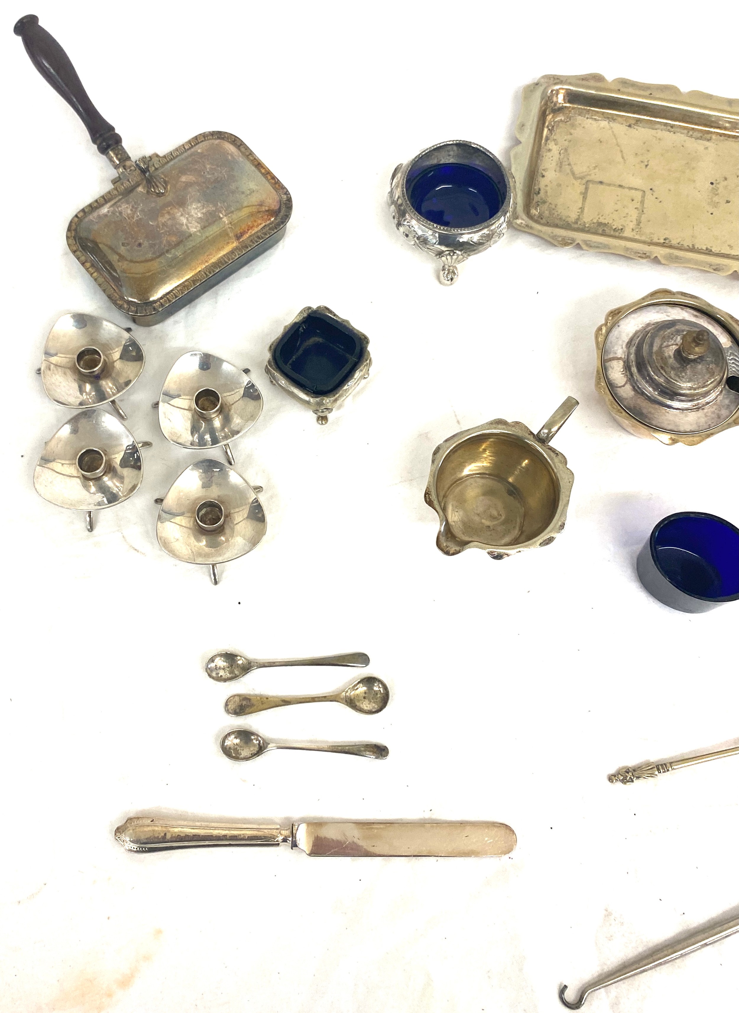 Silver button hook and assorted silver plated items - Image 2 of 3