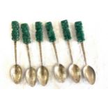 Set of 6 Mexican silver tea spoons