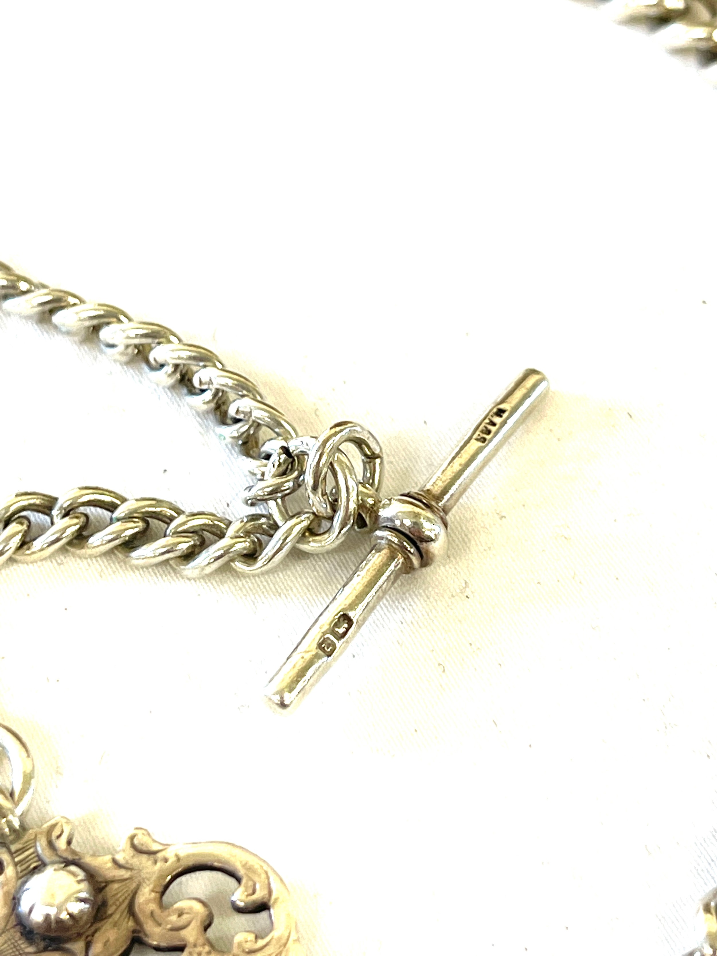 Silver hallmarked Albert watch chain, approximate weight 61g - Image 3 of 4