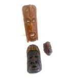 3 vintage carved African masks