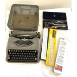 Vintage typewriter, vintage Kopernikus VII compass set
