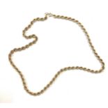 9ct gold rope link necklace / chain, approximate weight 9.7g length approx 20" long