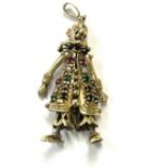 Large gem set 9ct gold jointed clown pendant, approximate total weight 21g length approx 4"