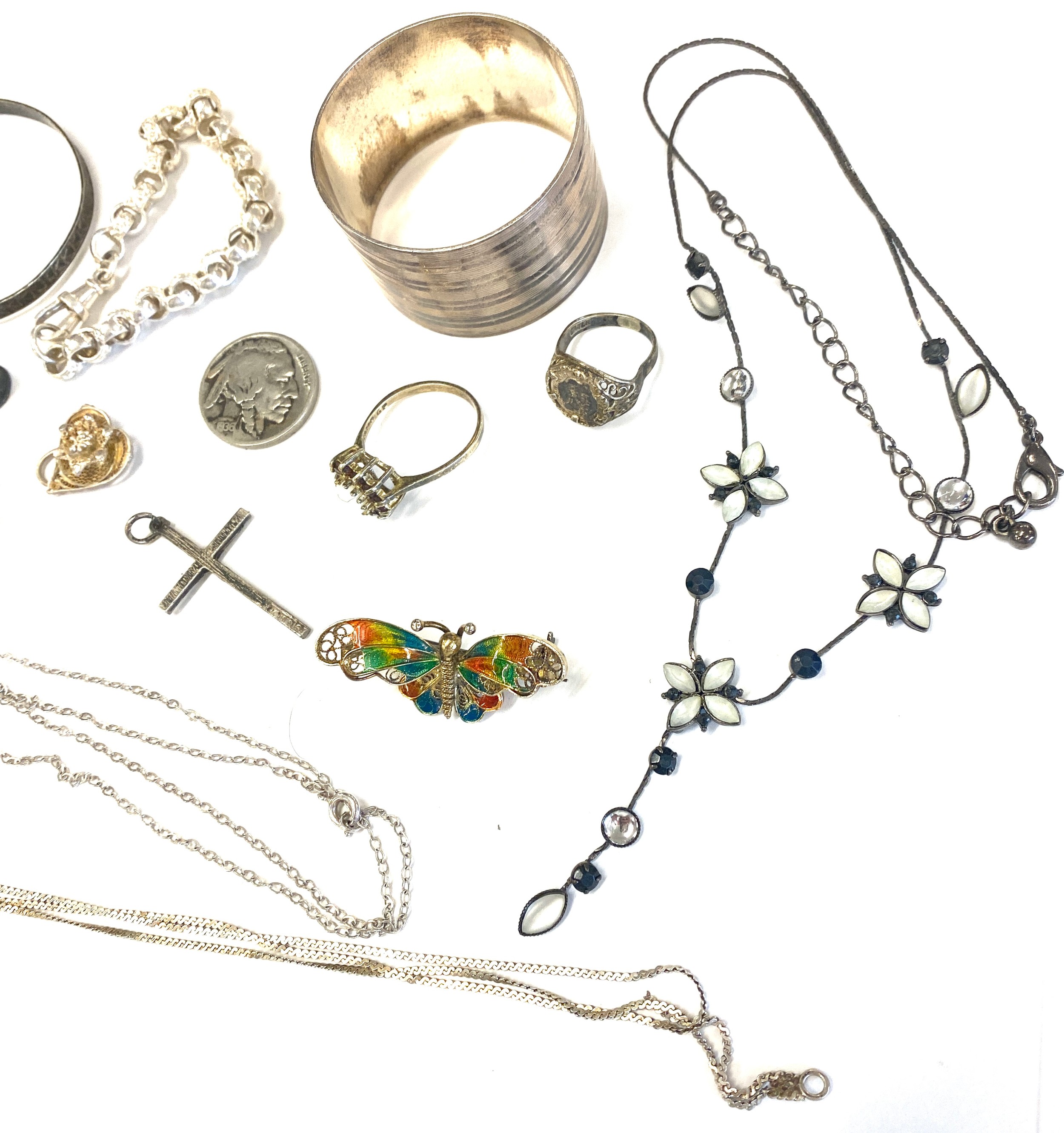 Selection silver items to include jewellery, napkin ring etc, approximate weight 80g - Image 3 of 3