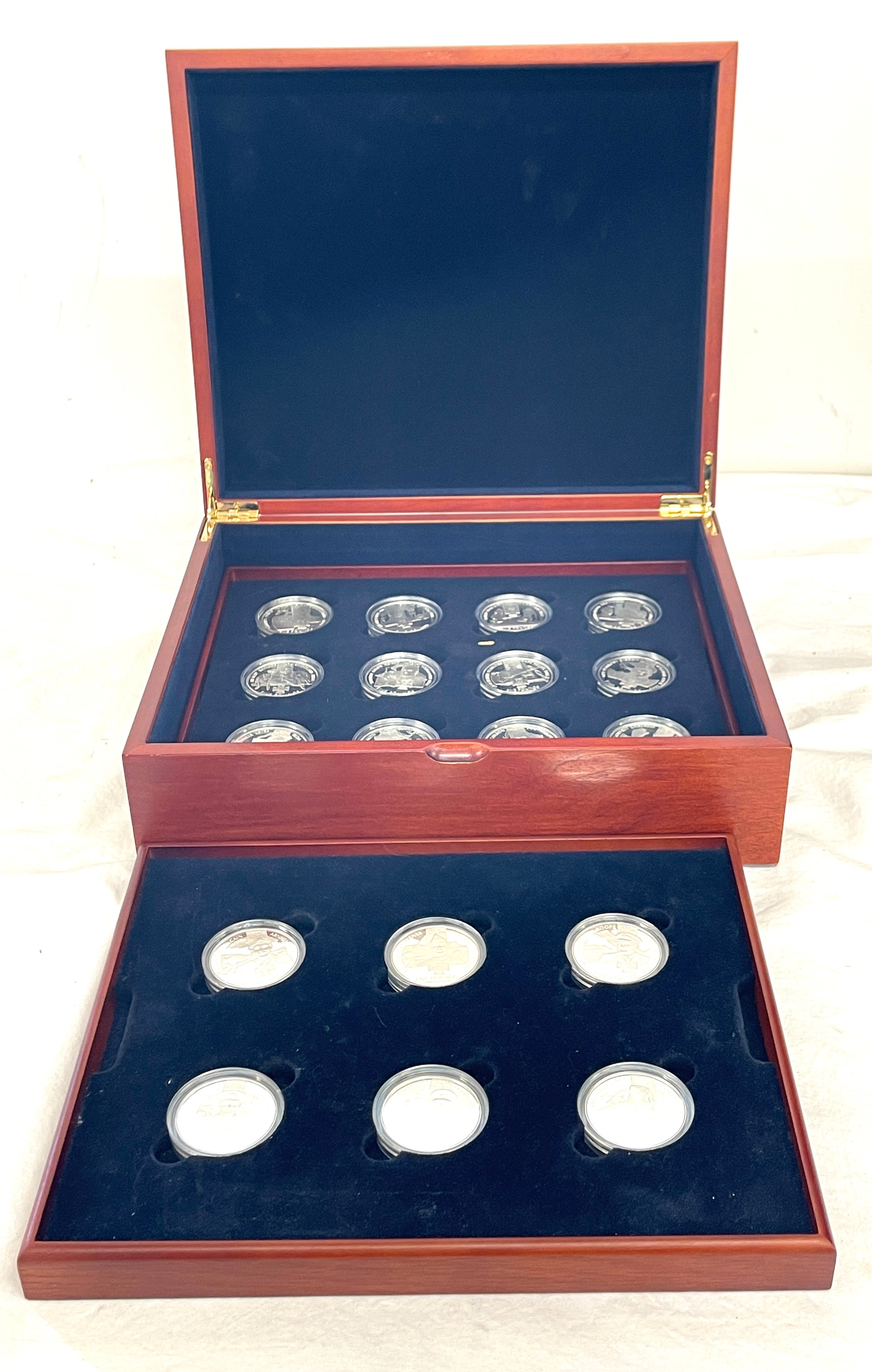 Selection / Set of 18 Silver proof £5 coins For Valour, (6 x Jersey, 6 x Guernsey, 6 x Alderney, all