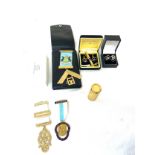 Selection of Masonic regalia including cufflinks, jewels, etc to include 9ct gold De Grey and Rippon