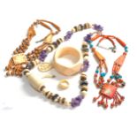 Selection of vintage bone jewellery etc