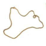 9ct gold rope link necklace / chain, approximate weight 6g length approx 50cm