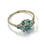 9ct gold vintage diamond and emerald ring, approximate weight 1.3g