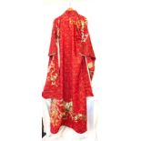 Furisode kimono woven red & gold embroidered phoenix