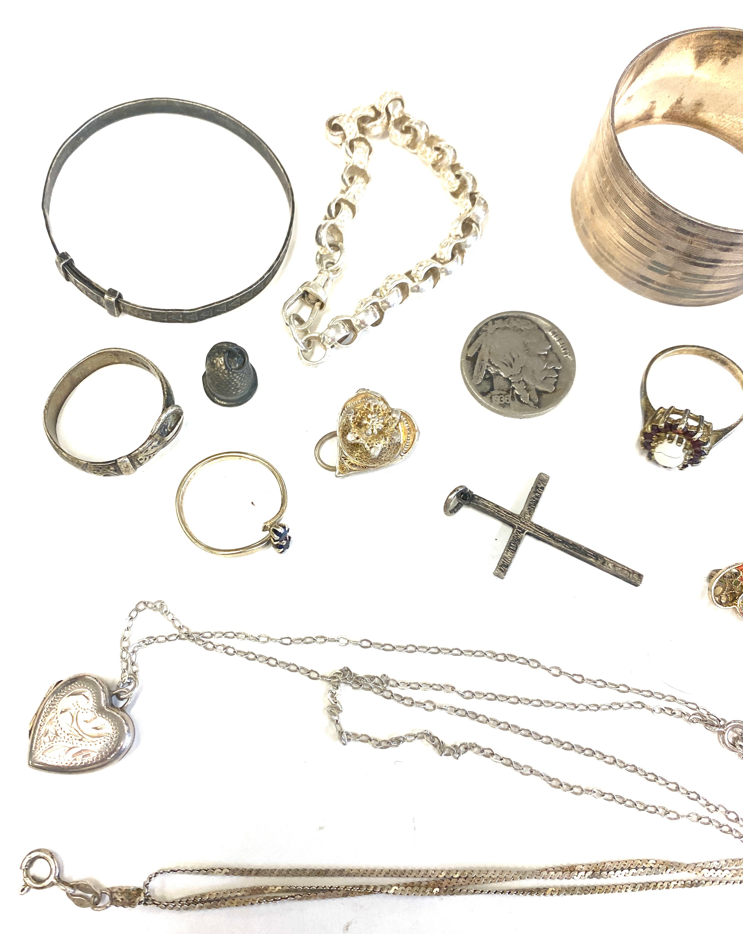 Selection silver items to include jewellery, napkin ring etc, approximate weight 80g - Image 2 of 3