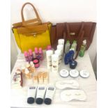 Selection ladies toiletries and 2 ladies handbags