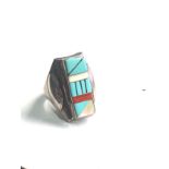 Mexican silver navajo turquoise ring