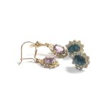 2 x 9ct gold gemstone earrings (3.3g)