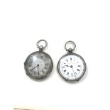 2 antique silver open face fob watches are ticking but no warranty given