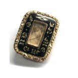 Gold antique black enamel inscribed mourning brooch (4.2g)