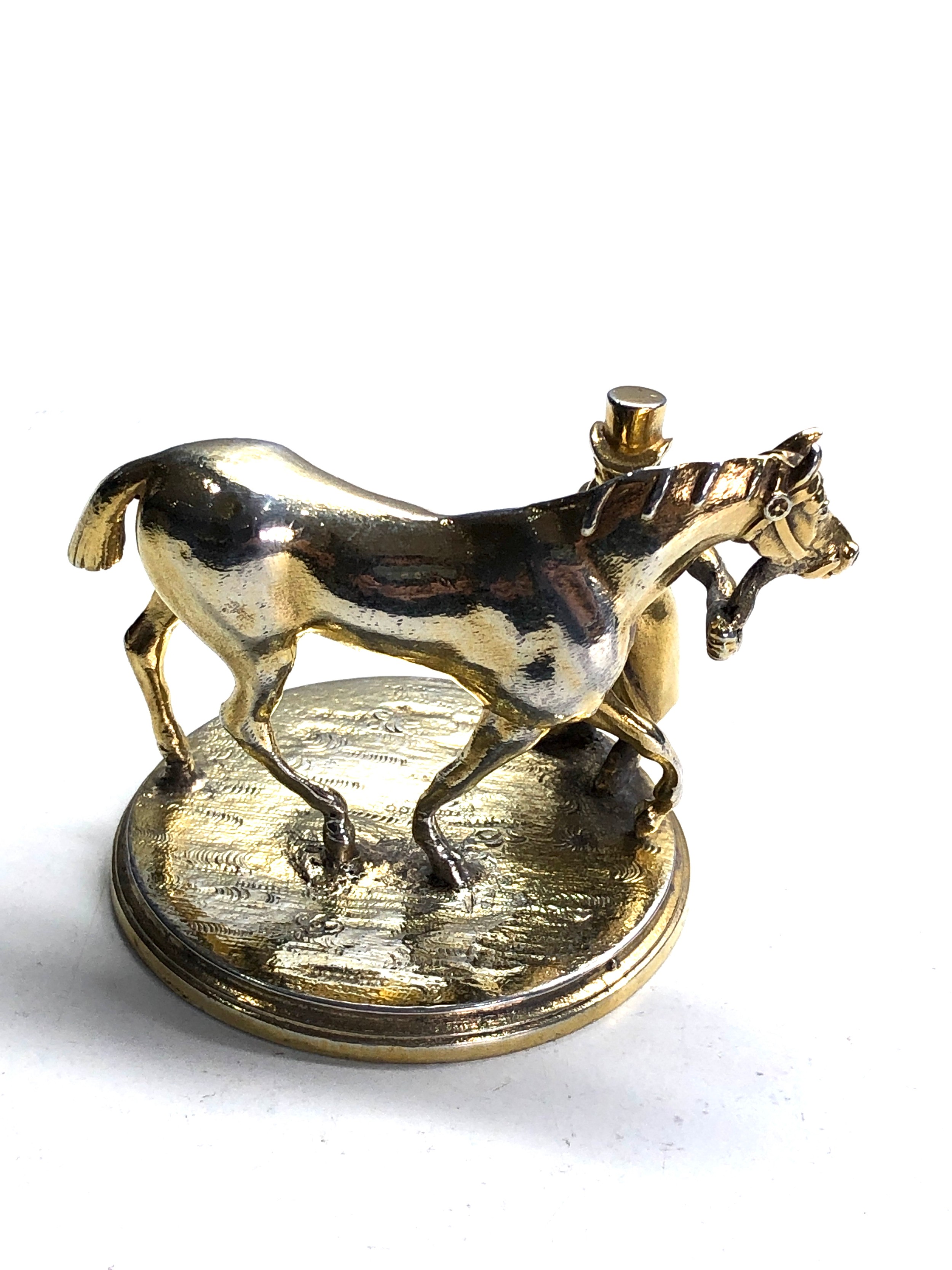 Rare Georgian figure group of a man with his horse comes on wooden base silver weight 171g - Image 3 of 5