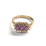 9ct gold diamond & ruby cluster ring (1.9g)
