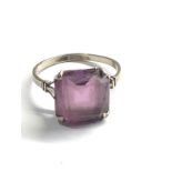 9ct white gold vintage amethyst cocktail ring (2.8g)