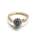 9ct gold diamond & sapphire ring weight 3.2g