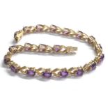 9ct gold amethyst tennis bracelet (10.2g)